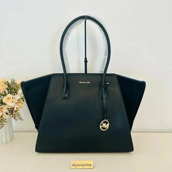Michael Kors Avril Extra-Large Leather and Suede Tote Bag Black